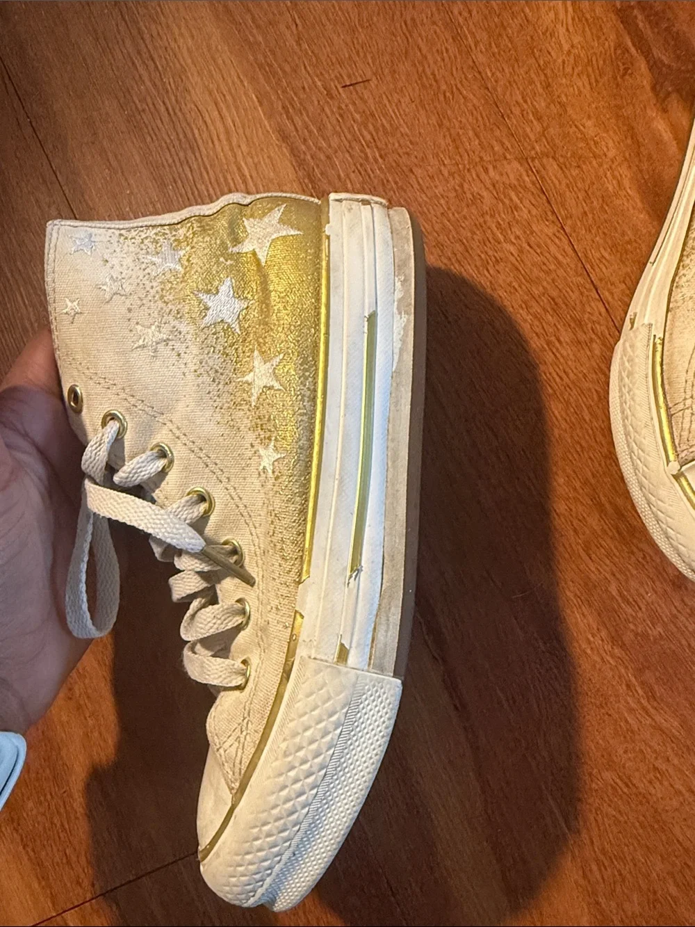 Converse Chuck All Star Eva Platform High Top White Gold Star Youth 2